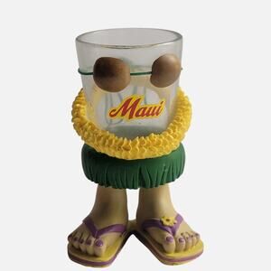 Maui Hula Dancer Shot Glass Multicolor Glass Resin Novelty Barware Souvenir